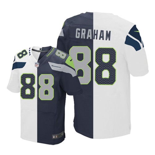 Men's Elite Jimmy Graham Nike Jersey Navy/White - #88 Split Fashion NFL Seattle Seahawks